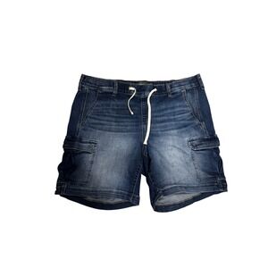 Torrid Pull-On Stretch Denim Cargo Shorts Utility Elastic Waist Size 1 14/16